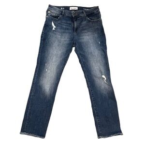 DL 1961 Mara Instasculpt Mid Rise Straight Jeans Fringe Raw Ankle US Size 29